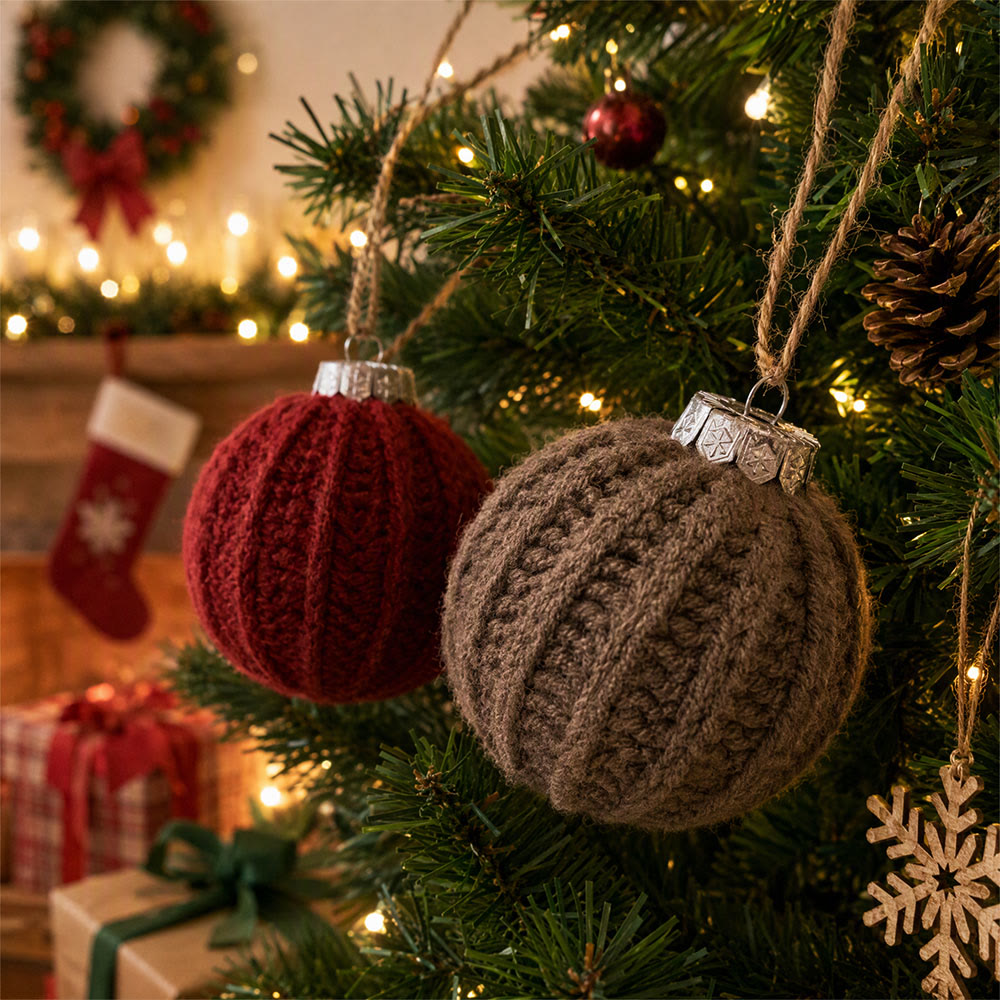 Rubbyoo Crochet Christmas Ball Ornament – Handmade Xmas Tree Hanging | Cozy Festive Party Decor - image 2