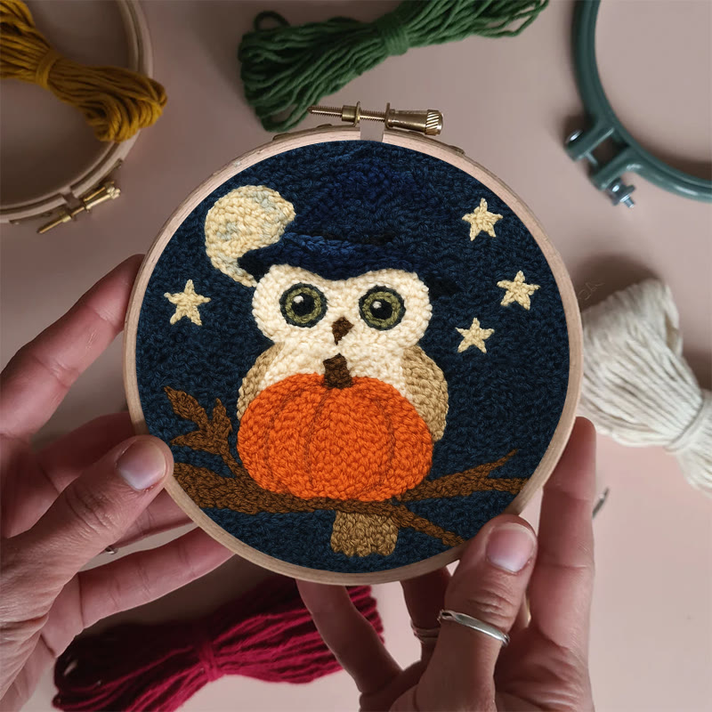 Night Owl Punch Needle Kit - Handmade Bird Art | Nice Decor For Halloween  - image 7
