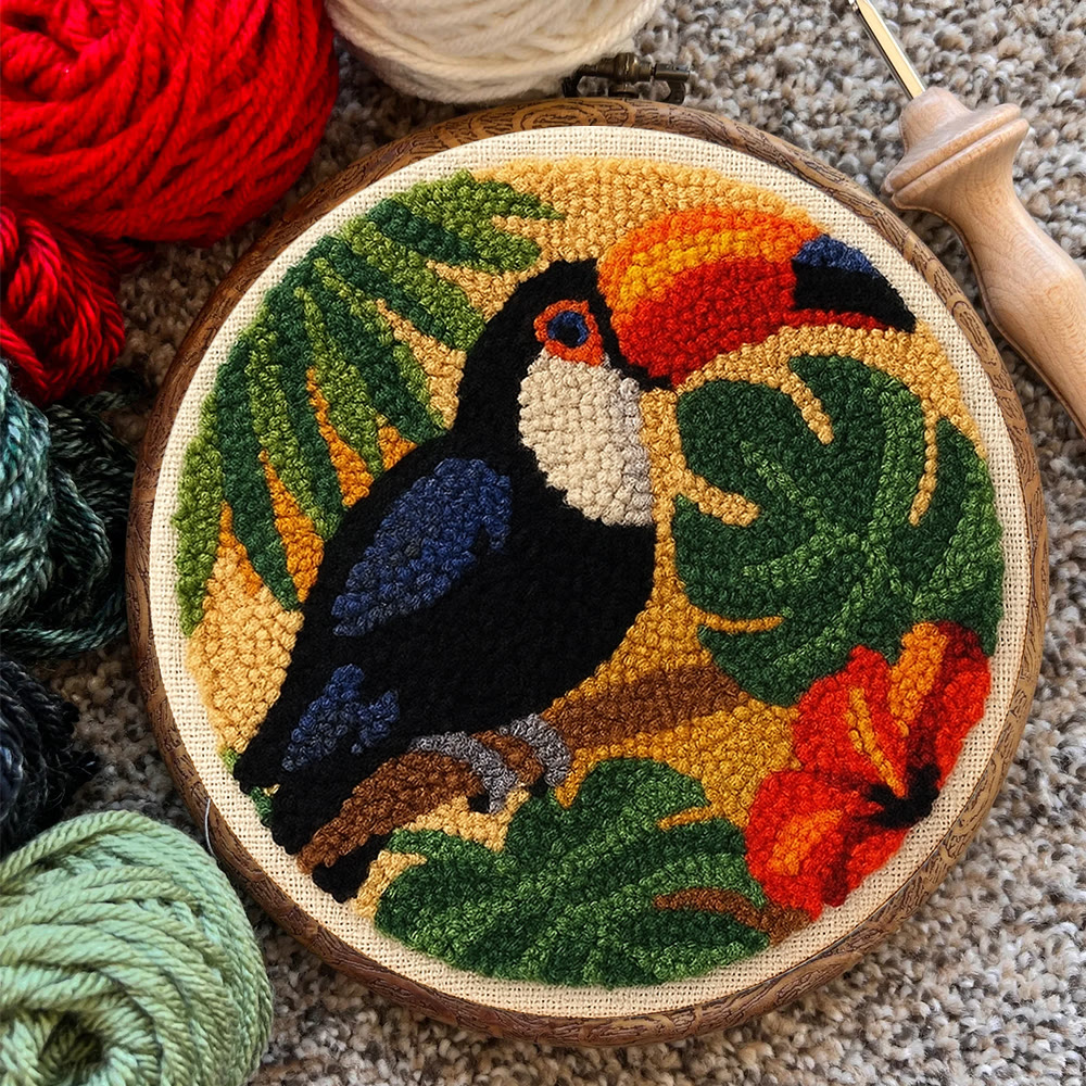 Toucan Tropical Punch Needle Kit - Easy Diy Kit | Exotic Handcraft Gift - image 12