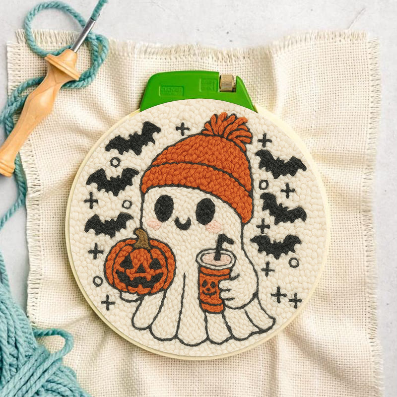 Drinking Ghost Punch Needle Kit - Adorable Halloween Needlework | Handmade Coaster Craft  - image 7