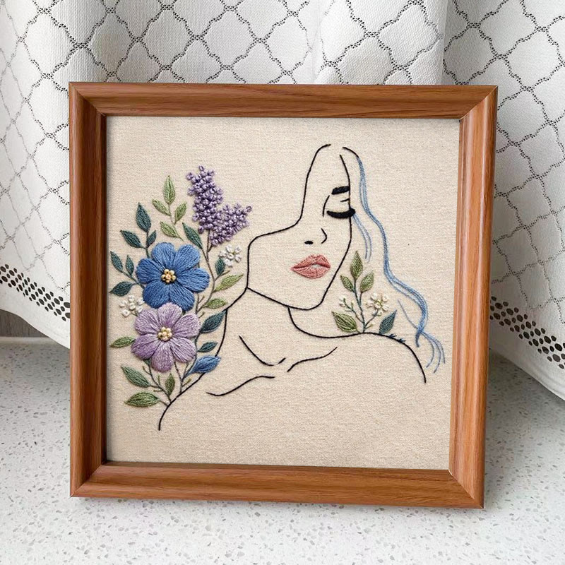 Rubbyoo Embroidery Kit - Woman With Flower | Diy Floral Craft | Easy Needle Artwork  - Embroidery Kit Plus An Extra Frame - image 10