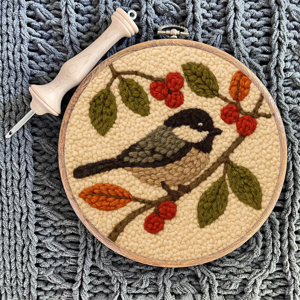 Chickadee Birds Punch Needle Kit - Diy Home Ornament | Beginner Friendly Needlework - image 9