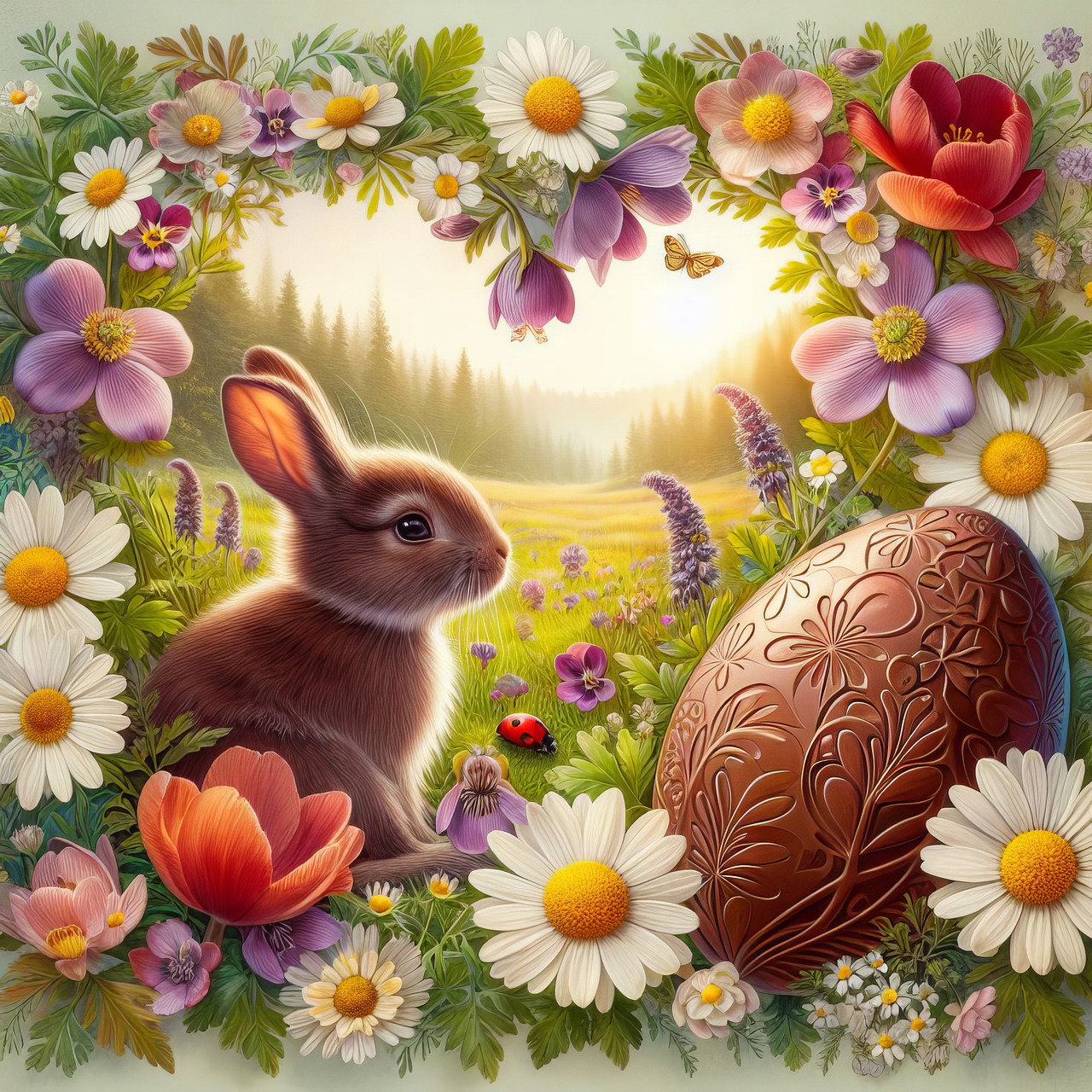 Flowers And Easter Eggs - Wooden Jigsaw Puzzle