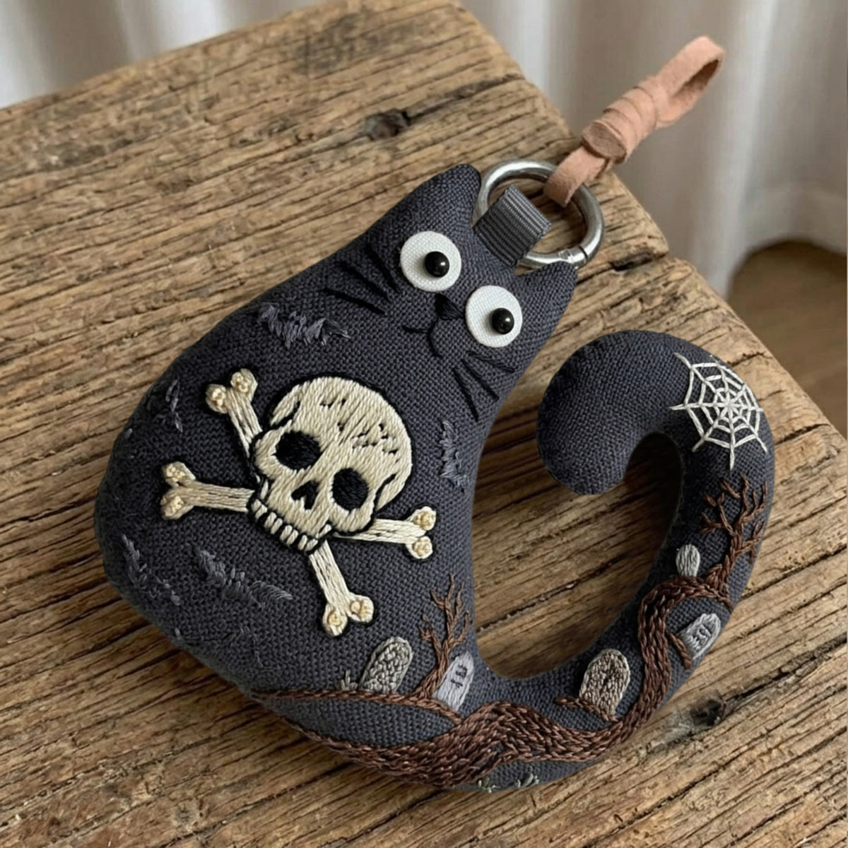 Rubbyoo Cat Embroidery Kit - Skeleton Floral Design | Handmade Gothic Gift | Artisan Gothic Decor - image 8
