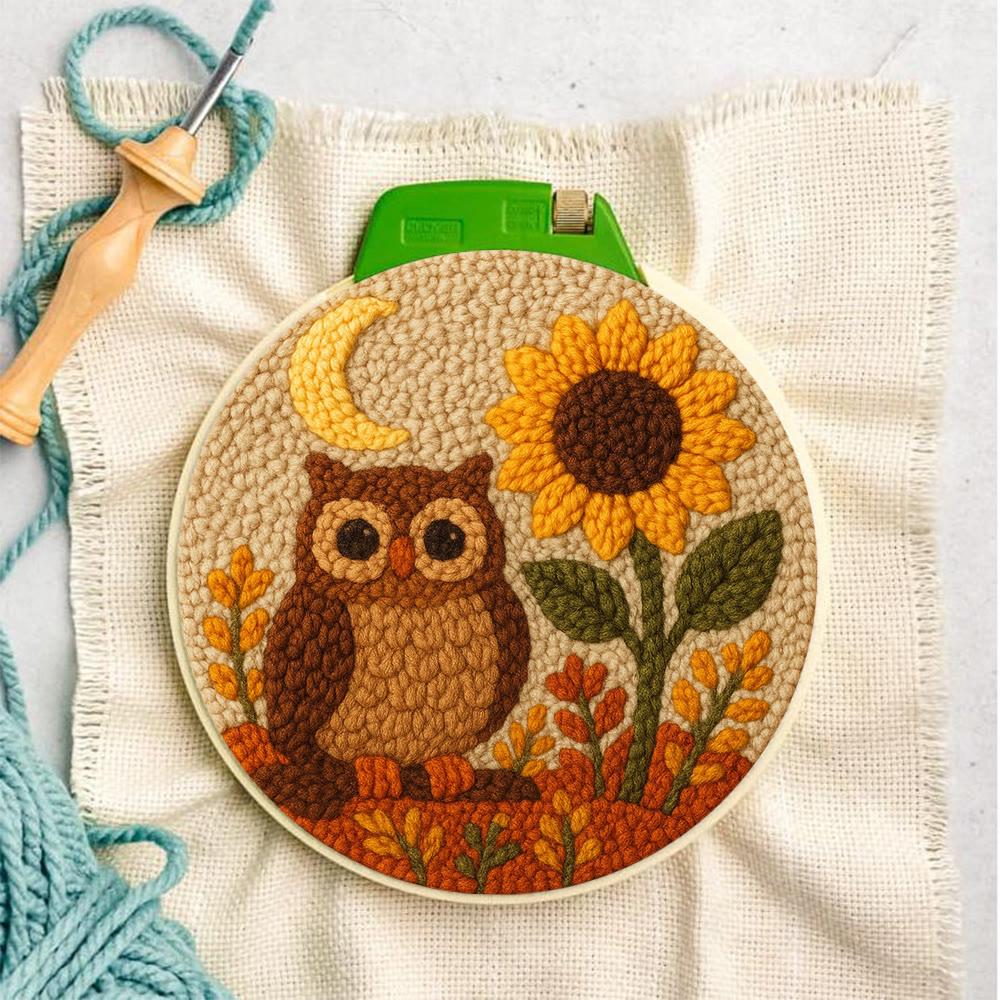 Autumn Owl Sunflower Punch Needle Kit - Gift For Diy Enthusiasts | Cozy Home Decor  - image 4