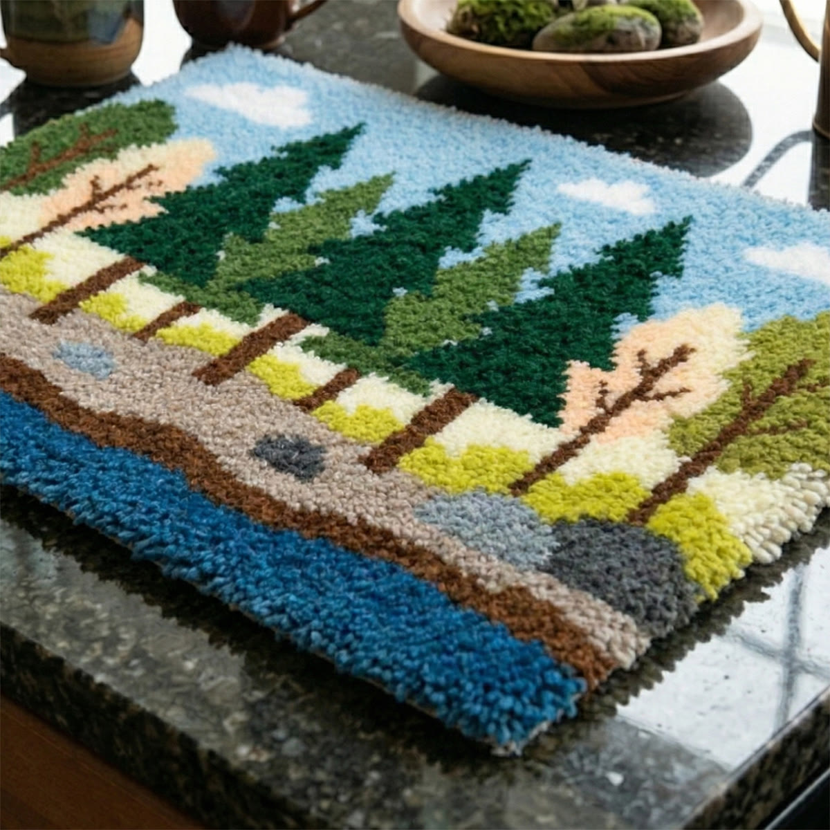 Rubbyoo Latch Hook Rug Kit - Forest View | Handmade Landscape Craft | Creative Nursery Mat - image 8
