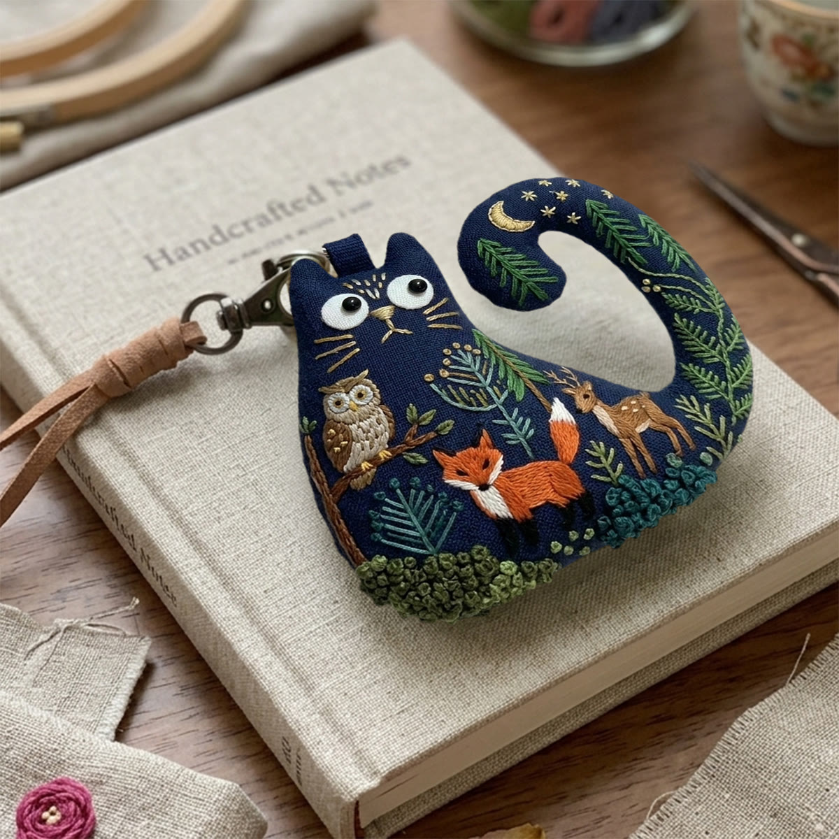 Rubbyoo Cat Embroidery Kit - Starry Night Forest Theme | Diy Handmade Mother's Day Gift  | Woodland Nursery Decor - image 9