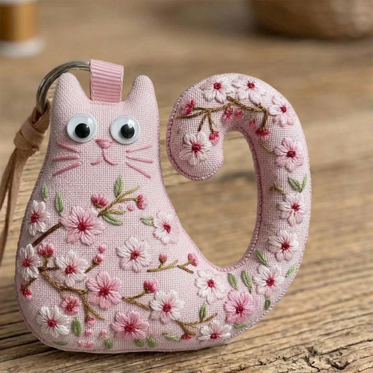 Rubbyoo Cat Embroidery Kit - Cherry Blossom | Cute Gift For Her | Coquette Aesthetic Hanging Decor - image 8