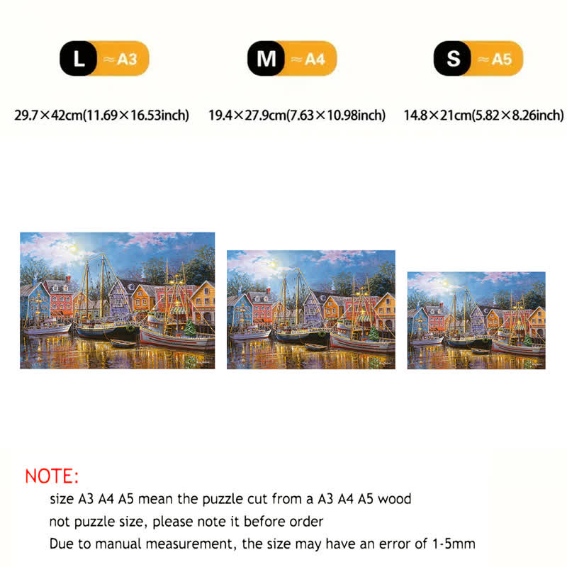 Rubbyoo Ships Aglow - Wooden Jigsaw Puzzle