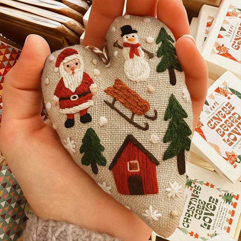 Rubbyoo Heart Embroidery Kit - Christmas Sled | Christmas Tree Adornment | Kid Embroidered Craft  - image 9