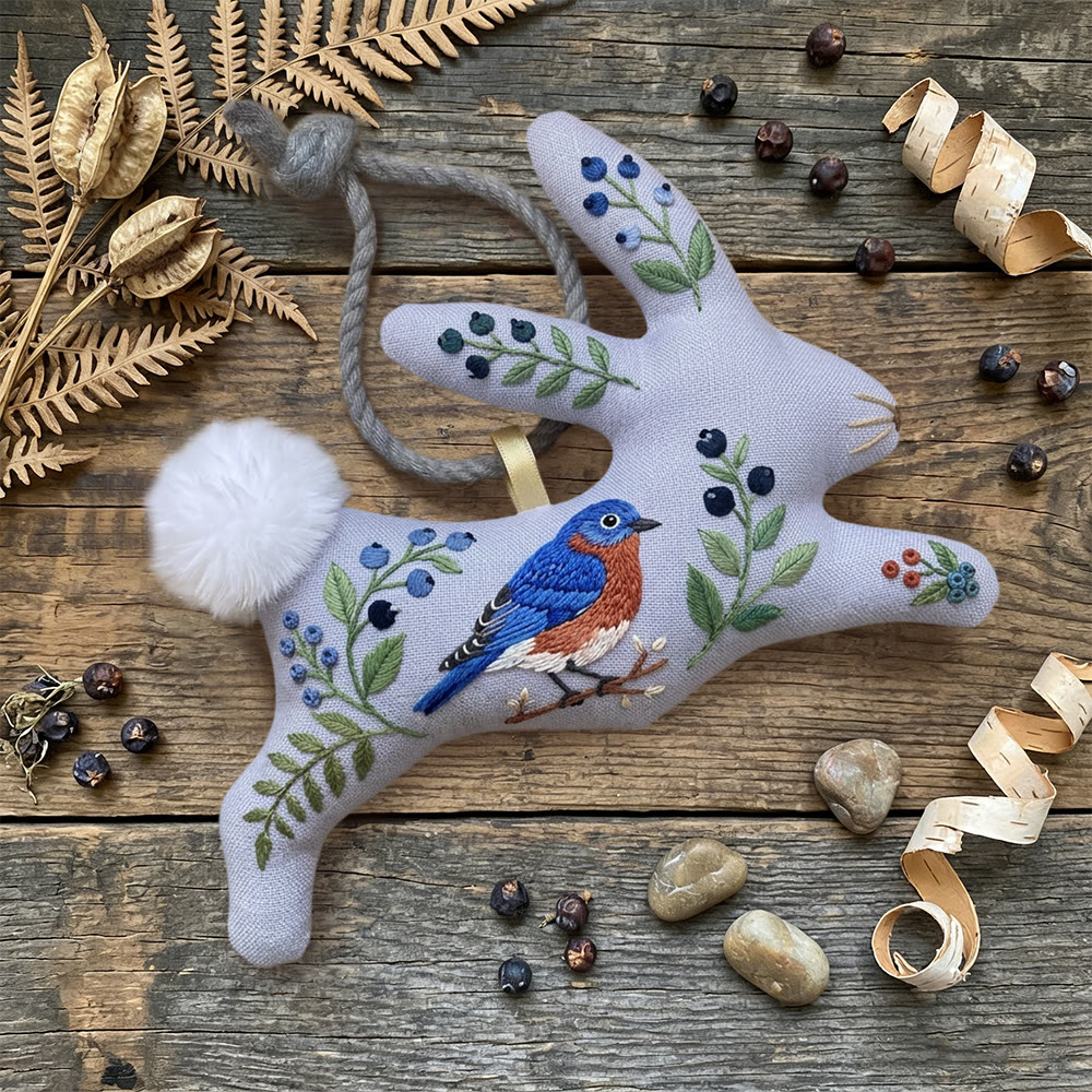 Rubbyoo Rabbit Embroidery Kit - Blue Bird | Sewing Holiday Ornament | Handmade Stitch Craft  - image 4