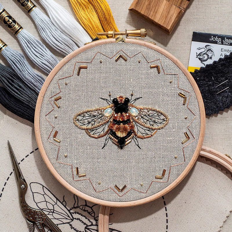 Rubbyoo Bead Embroidery Kit - Golden Bee | Easy Handmade Needlepoint | Diy Decorative Ornament - image 4