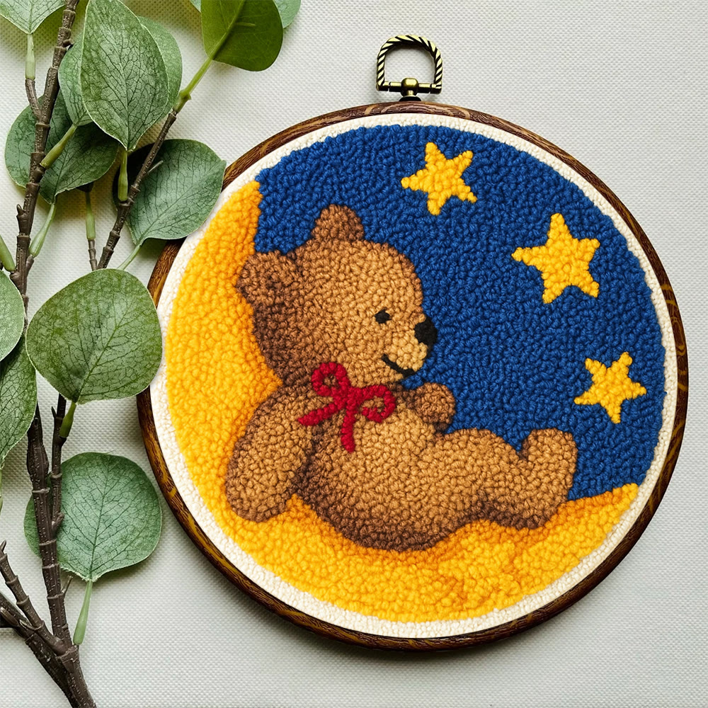 Moon Bear Punch Needle Kit - Handcrafted Art | Cozy Home Decor Hanging Ornament - image 4