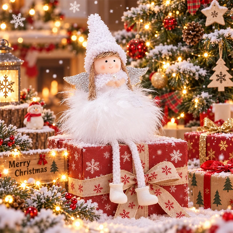 Rubbyoo Adorable Fairy Doll - Christmas Feather Angel Ornament | Charming Xmas Tree Decoration - White - image 3