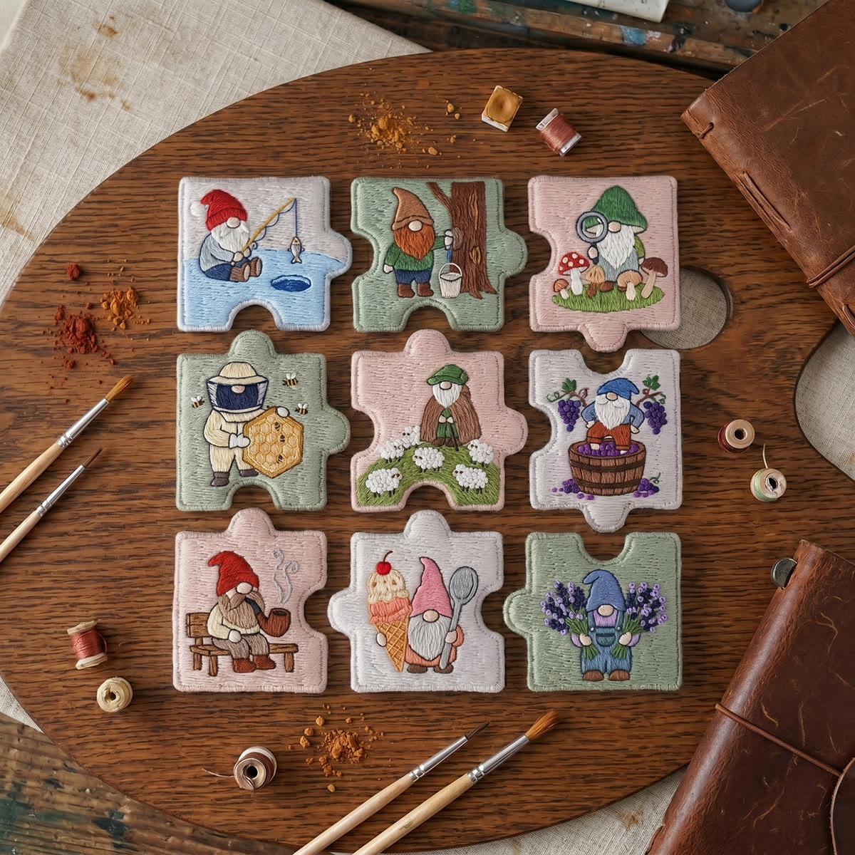 Rubbyoo Diy Magnet & Brooch Embroidery Puzzle Kit - Garden Gnome Theme | Cute Personalized Keepsake - image 5