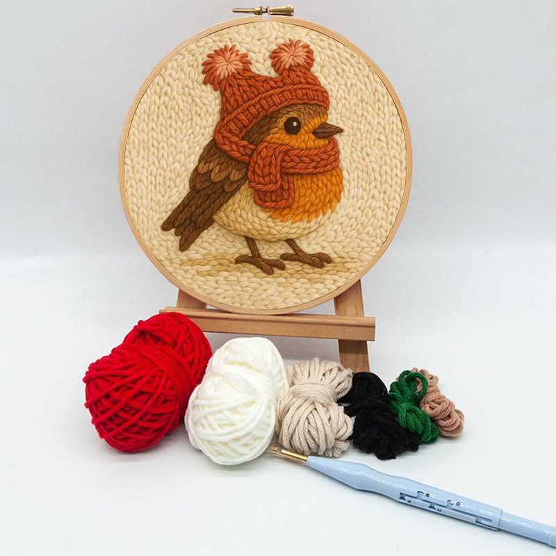 Cute Robin Punch Needle Kit - Handmade Bird Needlework | Diy Yarn Art Craft - image 10