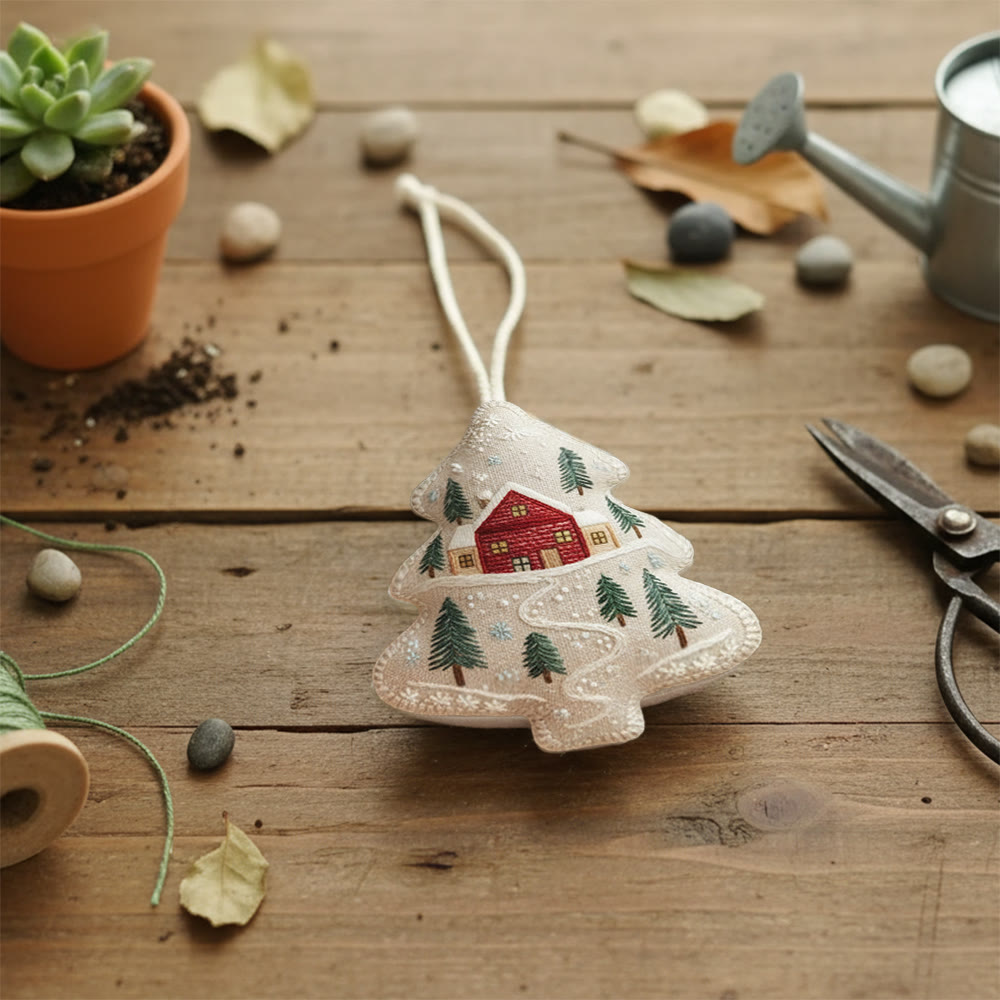 Rubbyoo Tree-shaped Embroidery Kit - Snowy House | Diy Christmas Gift | Perfect Home Decor - image 9