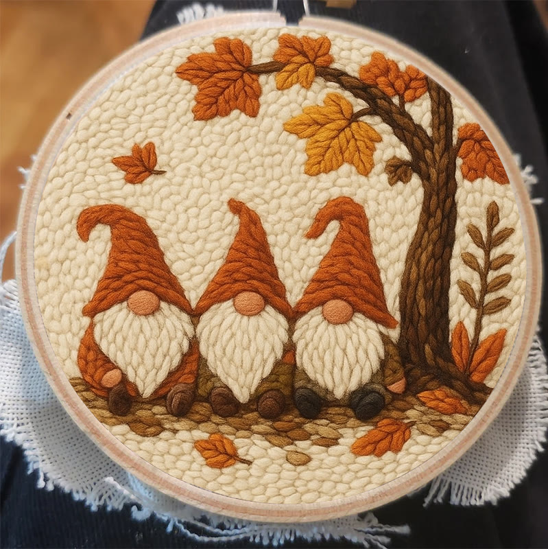   Gnomes Under The Tree Punch Needle Kit - Autumn Handmade Artwork | Diy Halloween Craft  - image 5