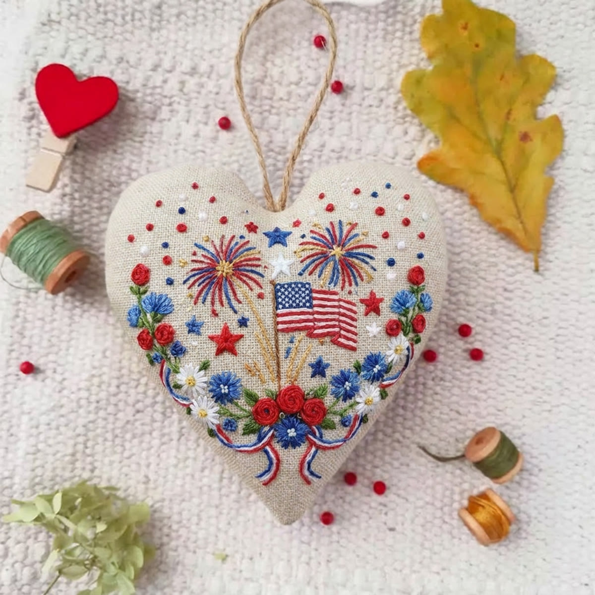 Rubbyoo Heart Embroidery Kit - Grand Celebration | American Independence Day Motif | 4th Of July Carnival Decor - image 4