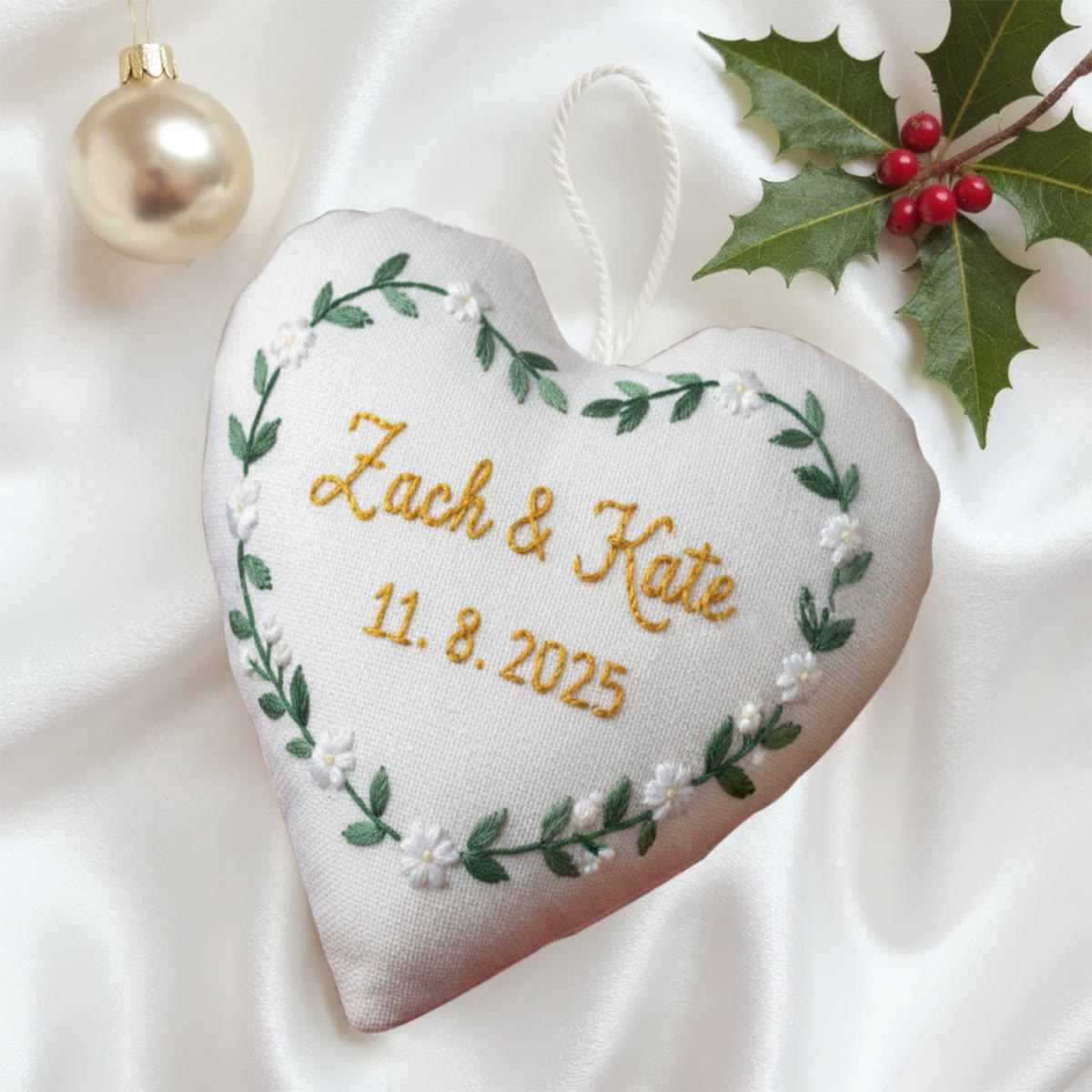 Rubbyoo Heart Embroidery Kit - Zach Kate White Blossom Wreath | Elegant Ornament Piece | Top Gifting Selection - image 4