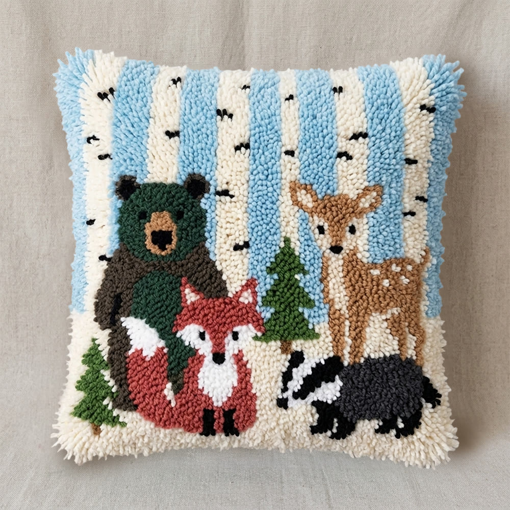 Rubbyoo Latch Hook Pillow Kit - Animal With Birch Tree | Vintage Handmade Pillowcase | Nice Gifts For Mom - image 7