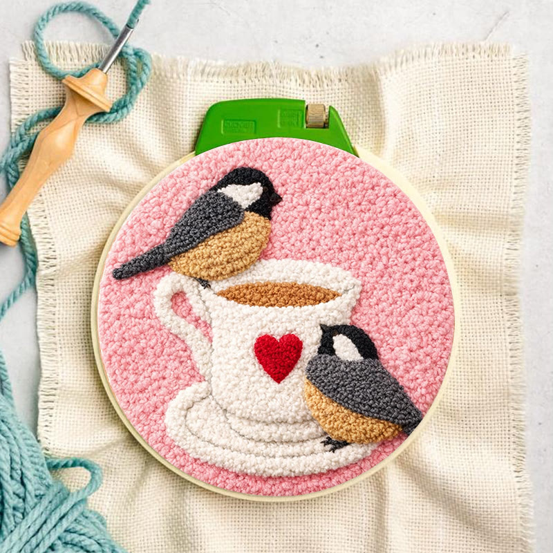 Blush Heart-cup Chickadees Punch Needle Kit – Essential Gifting Option | Heartwarming Decor Accent - image 6