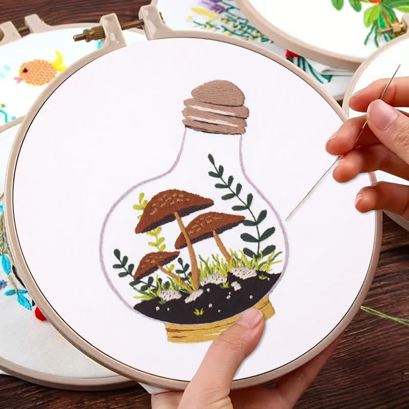 Rubbyoo Embroidery Kit - Glass Bottle Mushroom - image 6