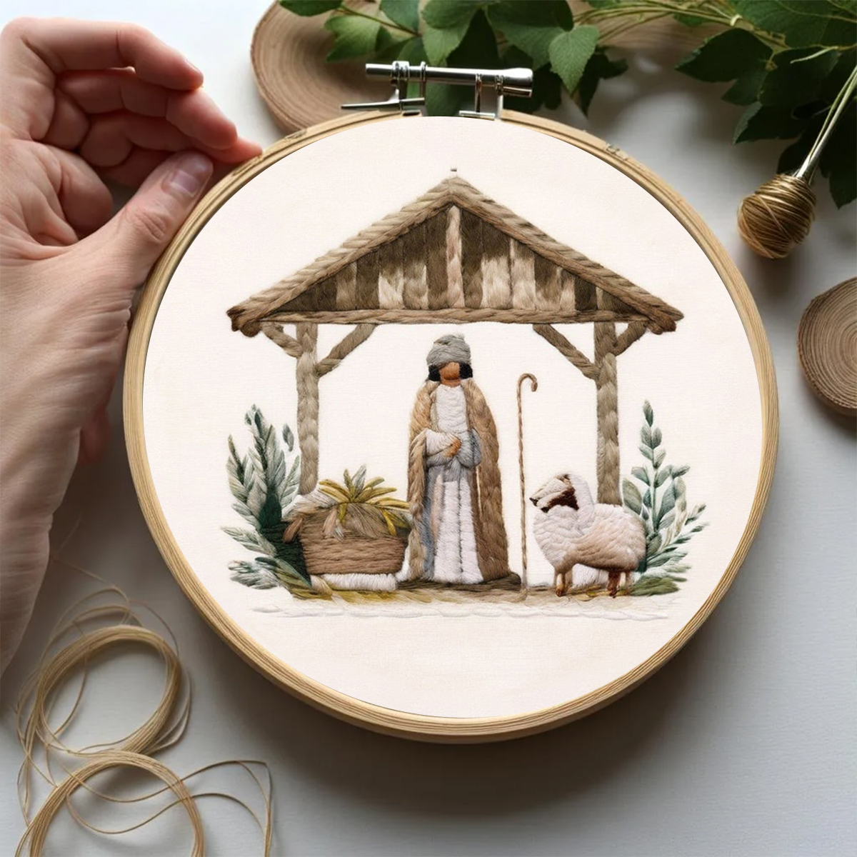 Rubbyoo Embroidery Kit - Mary And Joseph Admiring Baby Jesus In The Manger - image 5