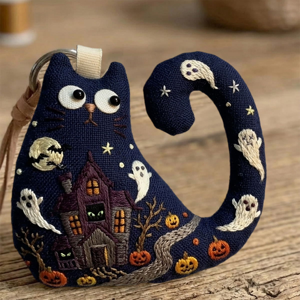 Rubbyoo Cat Embroidery Kit - Haunted House | Unique Handmade Keepsake | Creepy Cute Bag Charm - image 10
