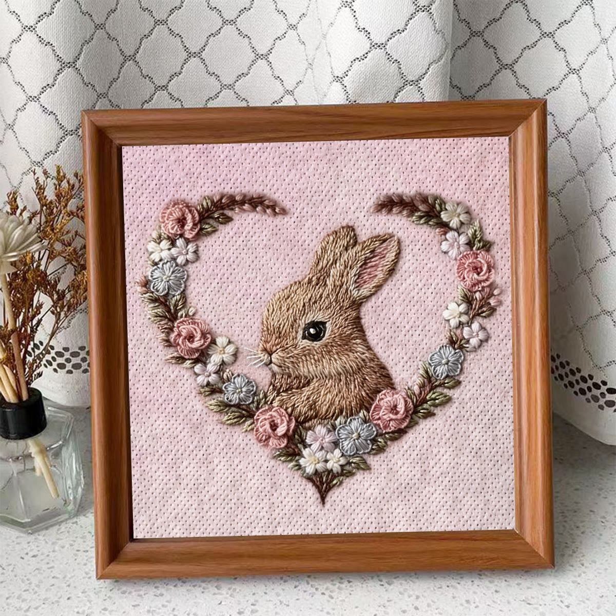 Rubbyoo Embroidery Kit - Love Bunny | Unique Mother Day Craft | Handmade Gifts For Her - Embroidery Kit Plus An Extra Frame - image 9