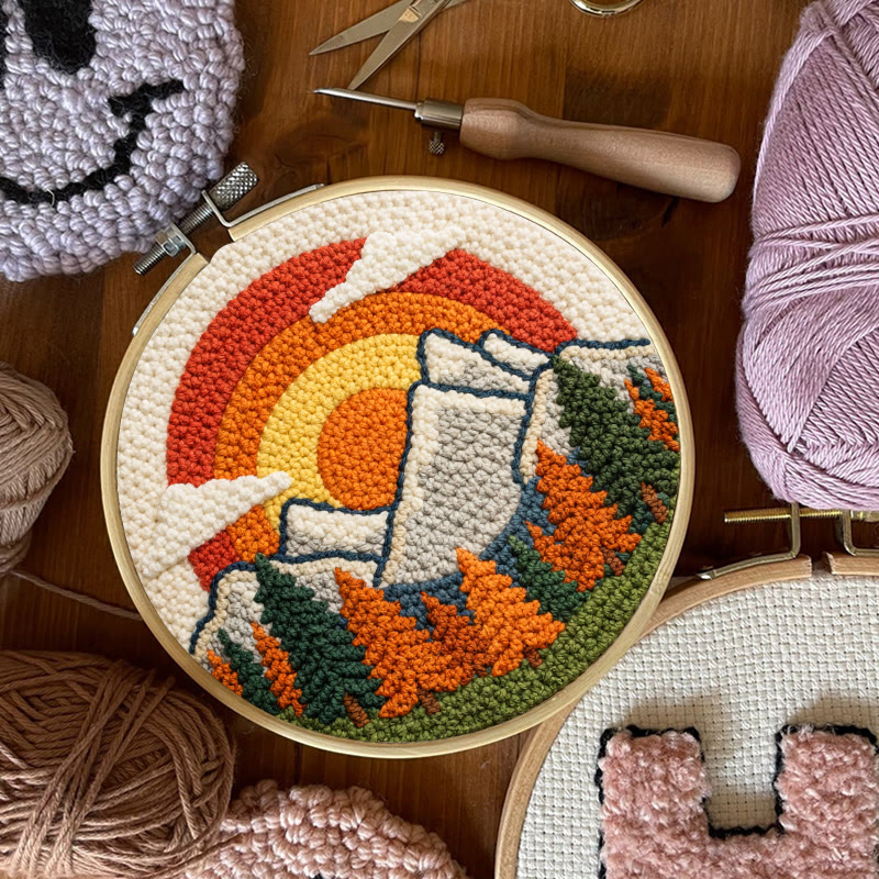 Vibrant Rainbow Mountain Sunrise Punch Needle Kit – Cheerful Handcraft Creation | Newbie-friendly Diy Project - image 9