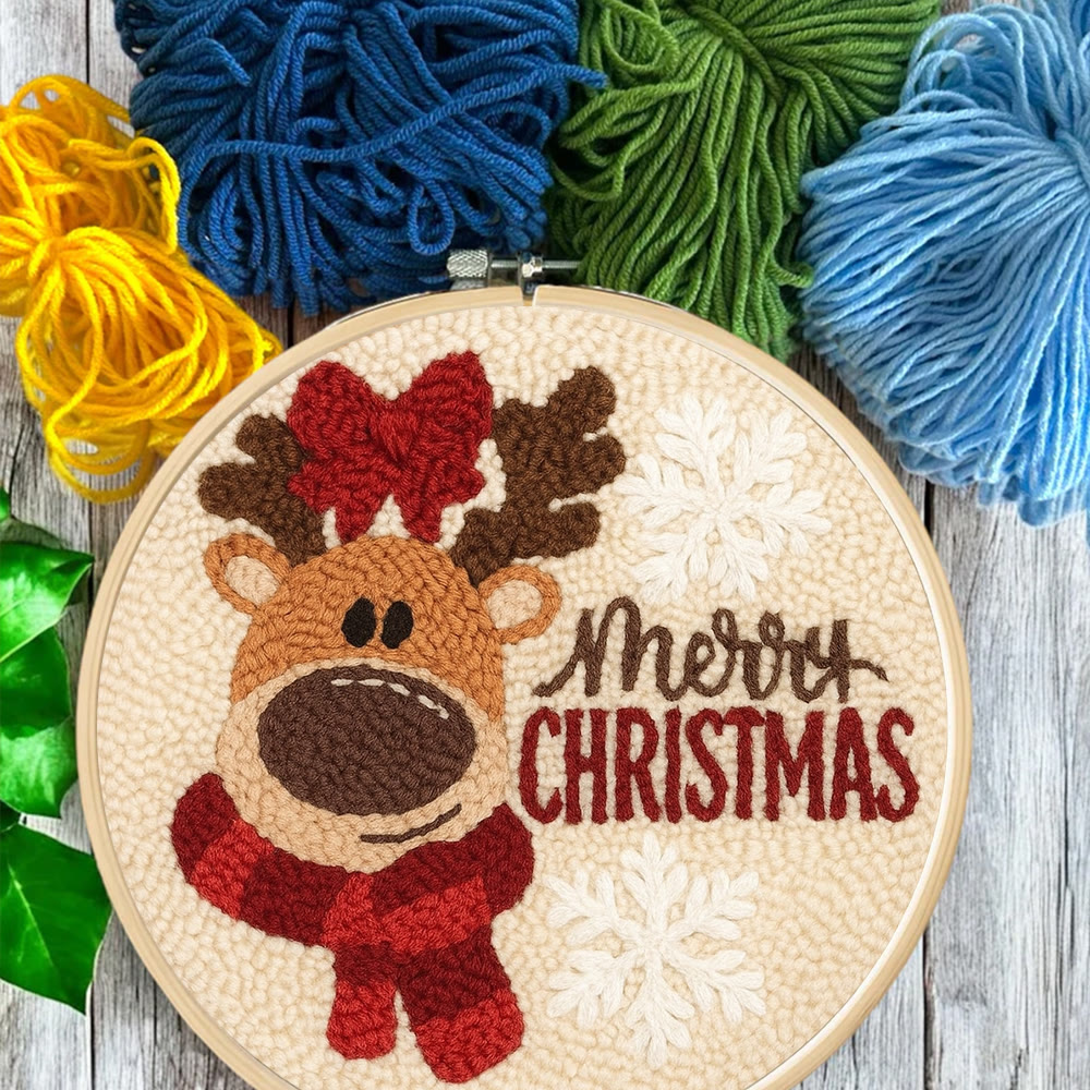 Adorable Reindeer Punch Needle Kit - Handmade Christmas Gift | Beginner Yarn Craft  - image 6