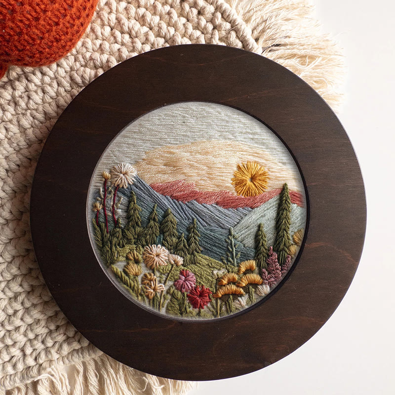 Rubbyoo Embroidery Kit - Alpine Floral Sunset | Outdoor-inspired Diy | Boho Wall Art Kit - image 5