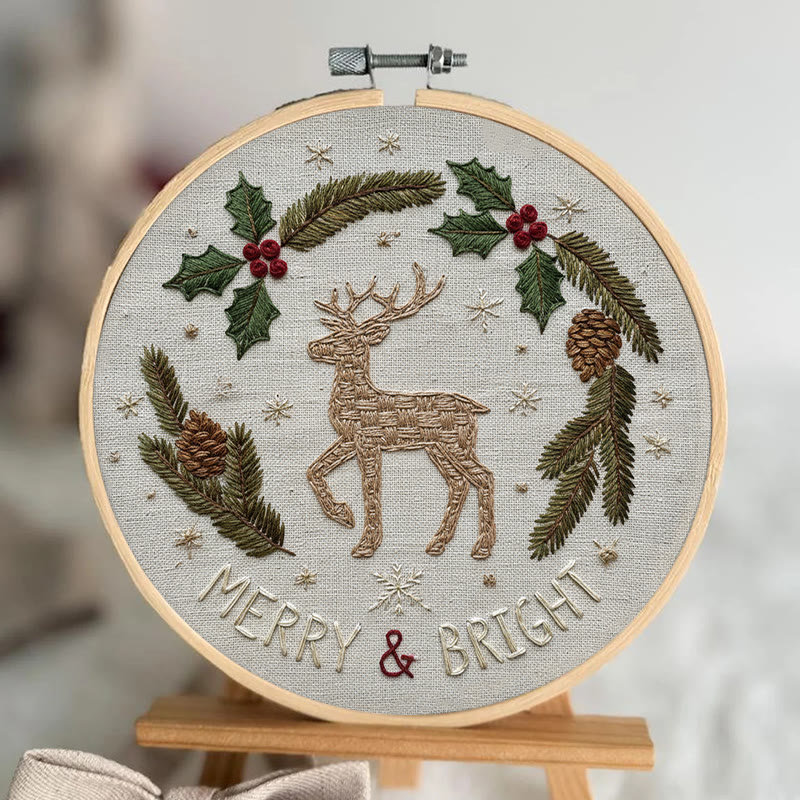 Rubbyoo Embroidery Kit - Holly Reindeer | Home Hanging Ornament | Needle Holiday Gift  - image 3