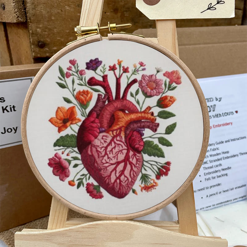 Rubbyoo Embroidery Kit - Anatomical Floral Heart | Handicraft For Wall Art | Unique Collection Gift - image 9