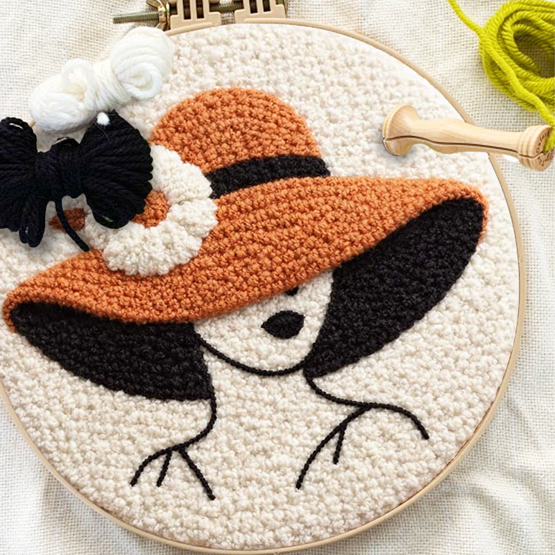 Floral Hat Lady Silhouette Punch Needle Kit - Fun Handcraft Option | Beginner Friendly Home Accent Pick - image 8