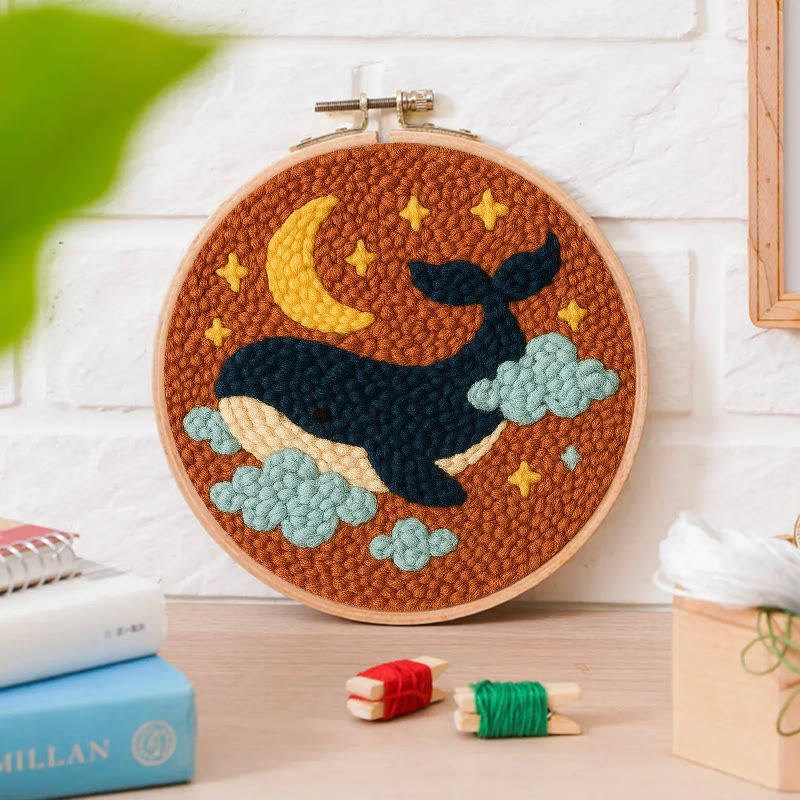 Moon And Whale Punch Needle Kit - Adorable Animal Craft | Diy Gifts For Friends - image 9