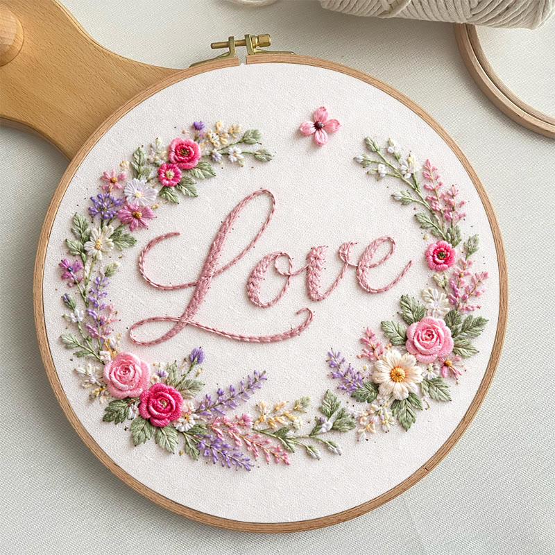 Rubbyoo Embroidery Kit - Floral Love | Diy Needle Hoop Art | Perfect Wedding Handmade Craft - image 5