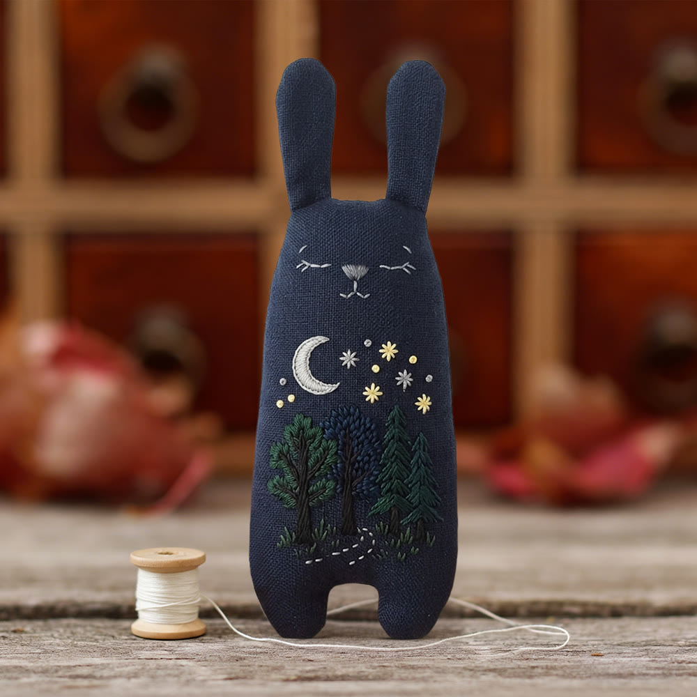 Rubbyoo Bunny Toy Embroidery Kit - Moonlit Pine Forest | Serene Craft | Dreamy Room Embellishment - image 3