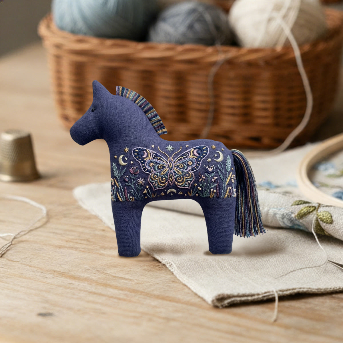 Rubbyoo Dala Horse Embroidery Kit - Butterfly And Flowers | Cozy Home Decor | Housewarming Party Gift For Friends - image 6