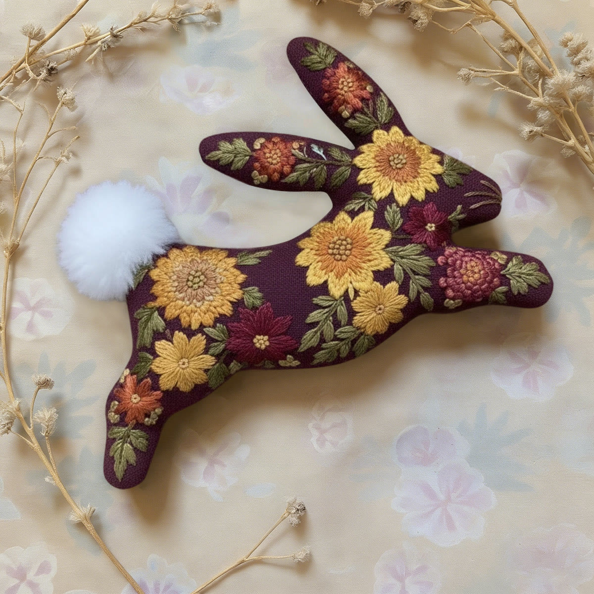 Rubbyoo Rabbit Embroidery Kit - Vibrant Flower | Creative Bunny Art | Nice Bagpack Ornament - image 7