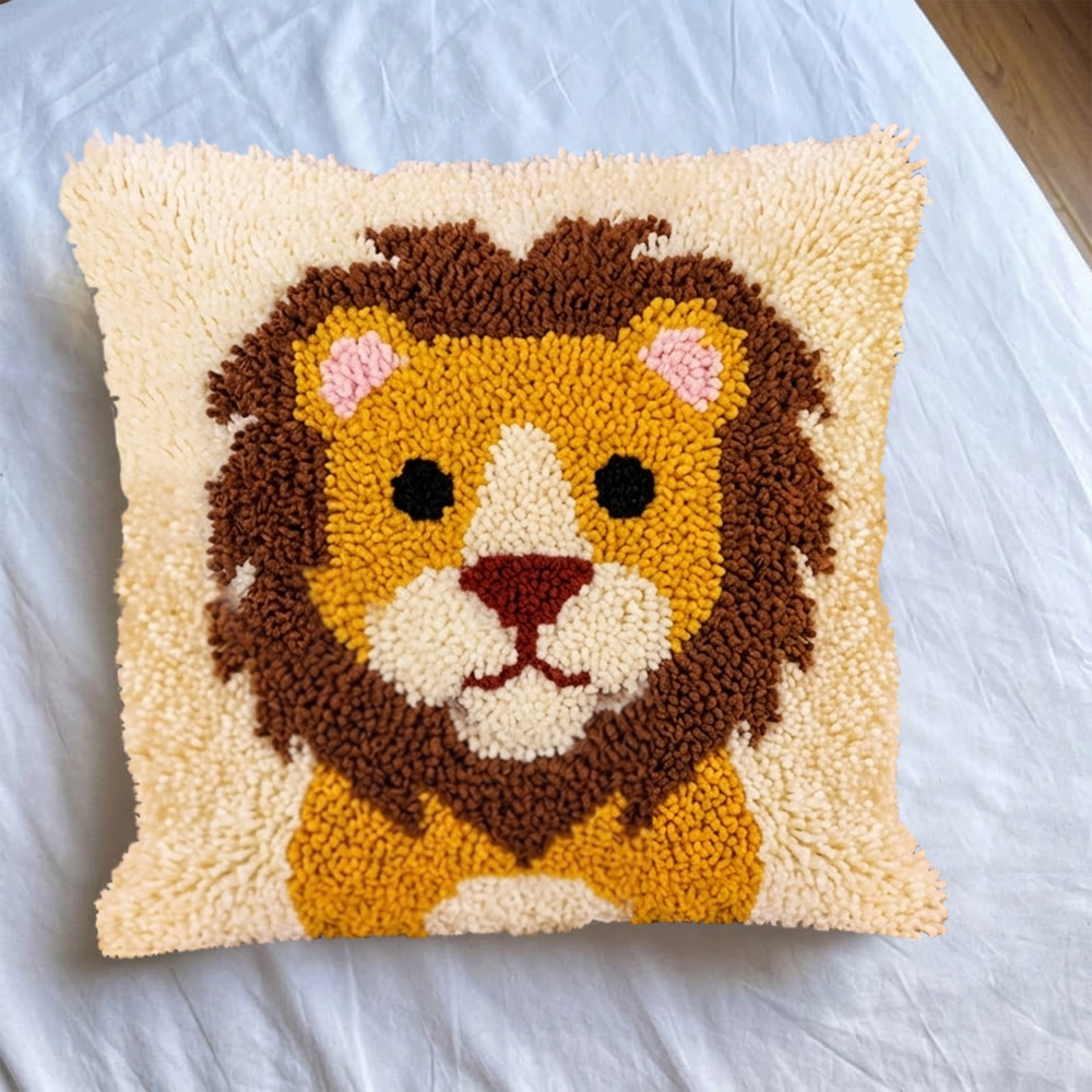 Rubbyoo Latch Hook Pillow Kit - Cute Lion | Handmade Sofa Decoration | Diy Cushion Cover  - image 8