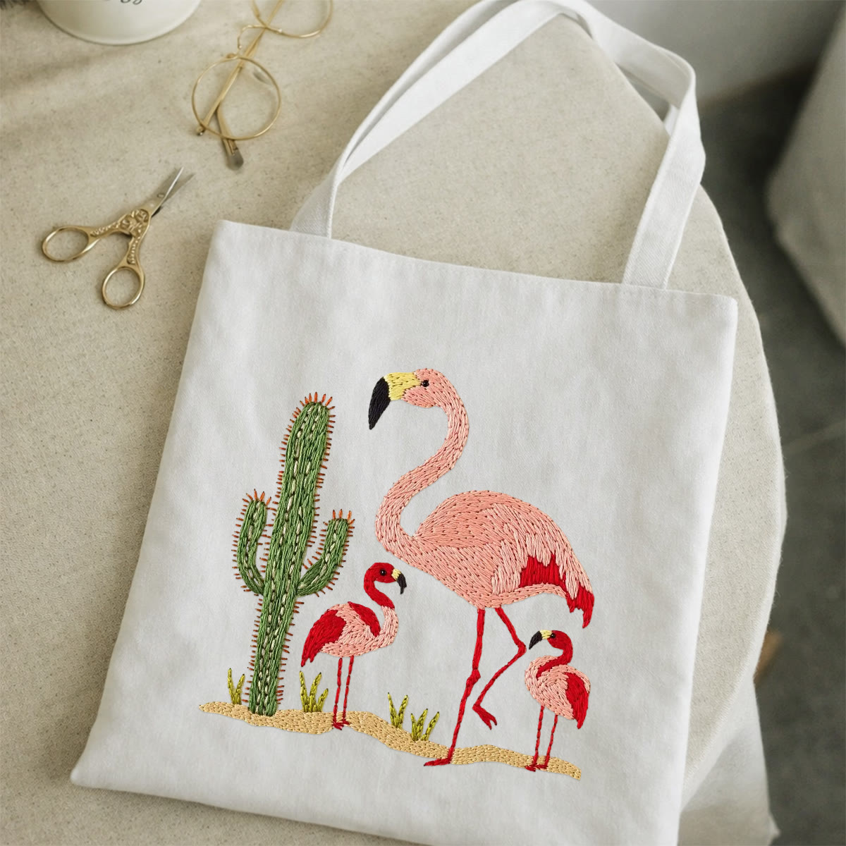 Rubbyoo Embroidery Tote Bag Kit - Elegant Flamingo | Unique Sewing Project | Aesthetic Mother's Day Gift - image 4