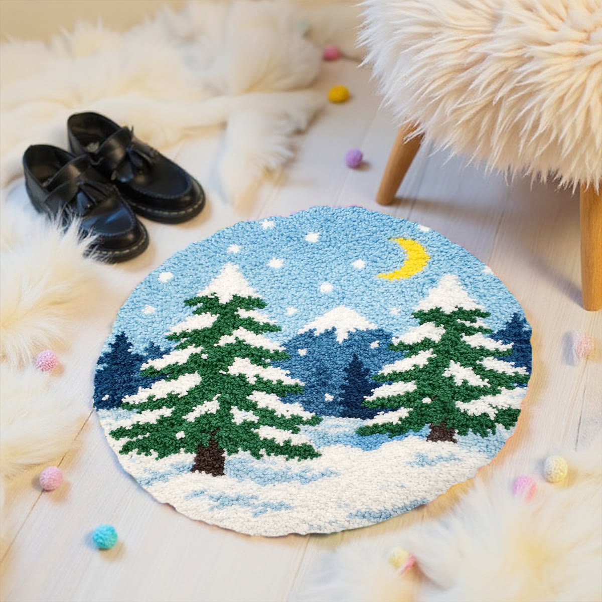 Rubbyoo Latch Hook Rug Kit - Snowy Forest | Creative Winter Handicraft | Diy Entrance Rug - image 7