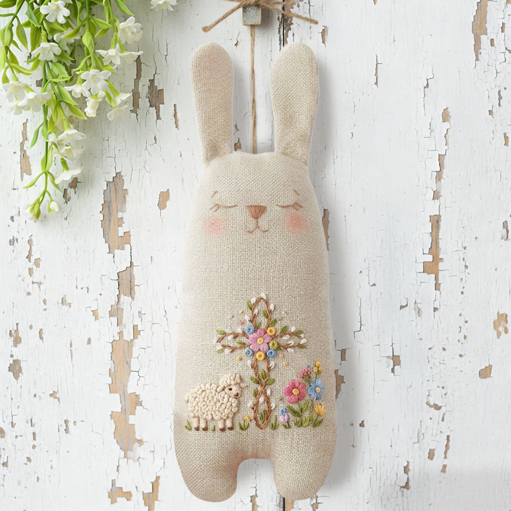 Rubbyoo Bunny Toy Embroidery Kit - Lamb And Floral Cross | Easy Diy Project | Meaningful Religious Keepsake - image 5