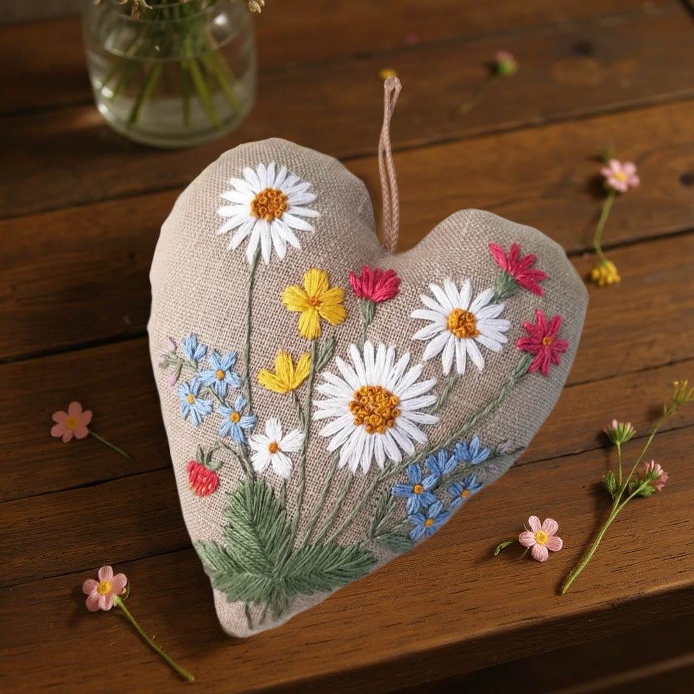 Rubbyoo Heart Embroidery Kit - Daisy Wildflower With Strawberry Motif | Beginner-easy Diy | Delightful Gifting Option - image 8