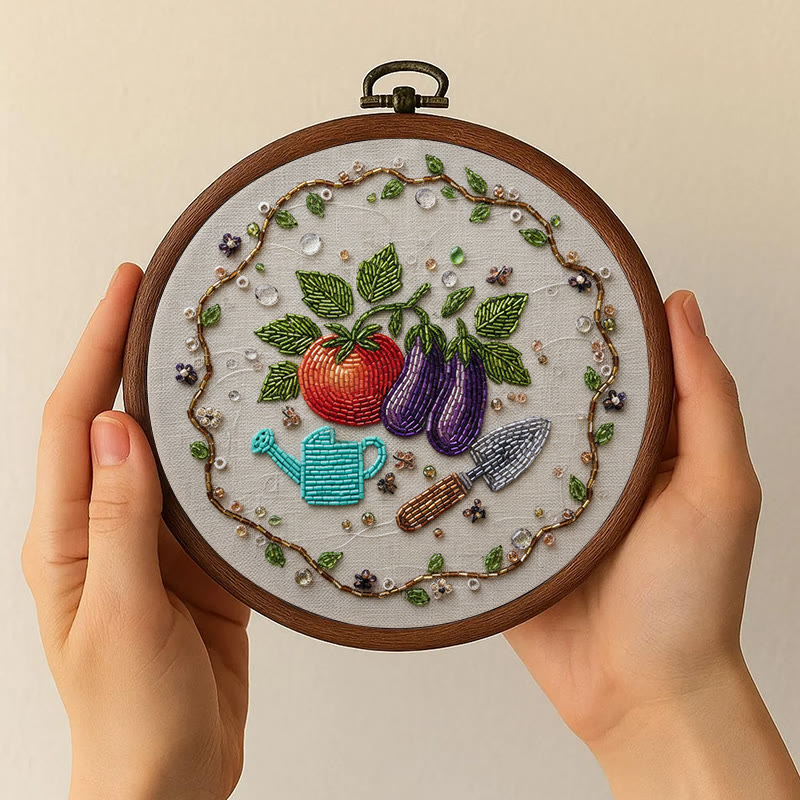 Rubbyoo Bead Embroidery Kit - Vegetable Planting | Easy Handmade Craft | Diy Decorative Hoop Art - image 10