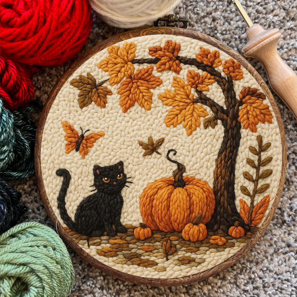 Halloween Autumn Punch Needle Kit - Diy Punch Needle Coaster | Halloween Pumpkin Handicraft | Easy Festival Decoration - image 9