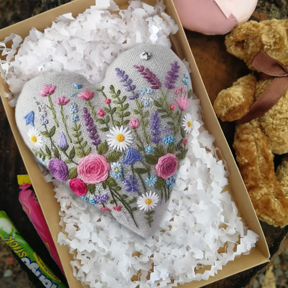 Rubbyoo Heart Embroidery Kit - Charming Flower | Unique Hanging Art | Perfect Handmade Craft For Her  - image 3