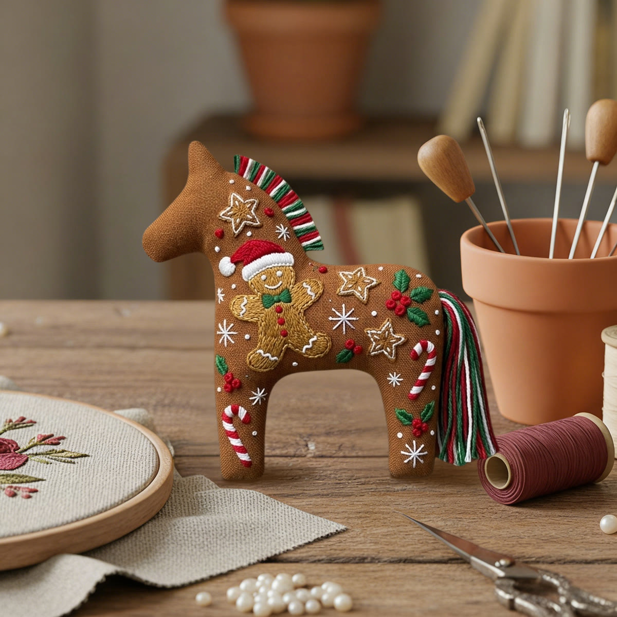 Rubbyoo Dala Horse Embroidery Kit - Christmas Gingerbread Man | Lovely Xmas Tree Decor | Thoughtful Holiday Gift For Beginners - image 7